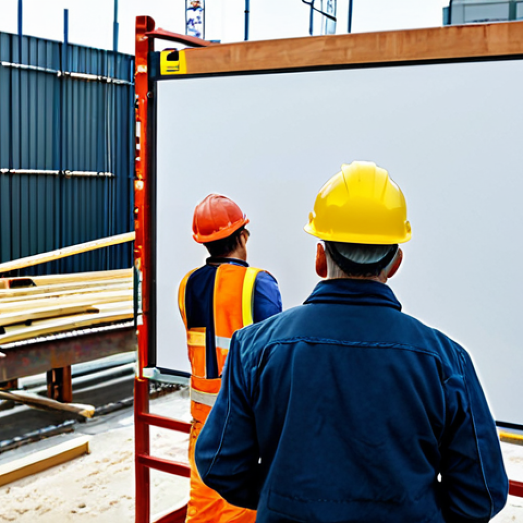 **

"A construction site safety briefing in progress, showing a diverse group of workers, fully clothed in appropriate work attire and hard hats, listening attentively to a supervisor pointing at a safety plan displayed on a whiteboard. The background includes scaffolding and construction equipment. Safe for work, appropriate content, professional, perfect anatomy, natural proportions, well-formed hands, proper finger count, family-friendly. High-resolution, realistic."

**