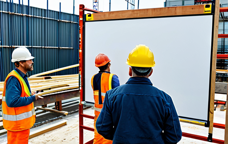 **

"A construction site safety briefing in progress, showing a diverse group of workers, fully clothed in appropriate work attire and hard hats, listening attentively to a supervisor pointing at a safety plan displayed on a whiteboard. The background includes scaffolding and construction equipment. Safe for work, appropriate content, professional, perfect anatomy, natural proportions, well-formed hands, proper finger count, family-friendly. High-resolution, realistic."

**