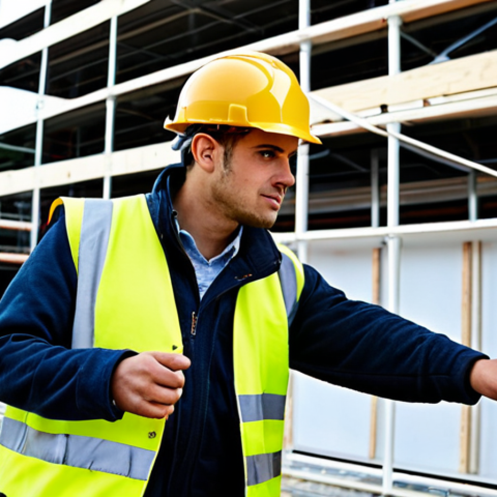 Safety Training Session**

"A young, fully clothed safety engineer in appropriate attire, leading a safety training session for construction workers on a building site in France. The workers are wearing hard hats and safety vests. Focus on demonstrating proper use of safety equipment. Background includes scaffolding and construction materials. Safe for work, appropriate content, modest, family-friendly, professional training environment, perfect anatomy, correct proportions, well-formed hands, natural pose."

**