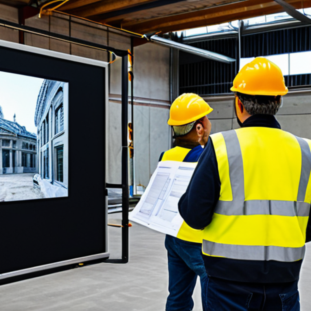 **

"A construction site safety training session, fully clothed workers wearing hard hats and safety vests attentively listening to an instructor, a digital display showing safety protocols in French, appropriate content, safe for work, professional environment, perfect anatomy, natural proportions, well-formed hands."

**