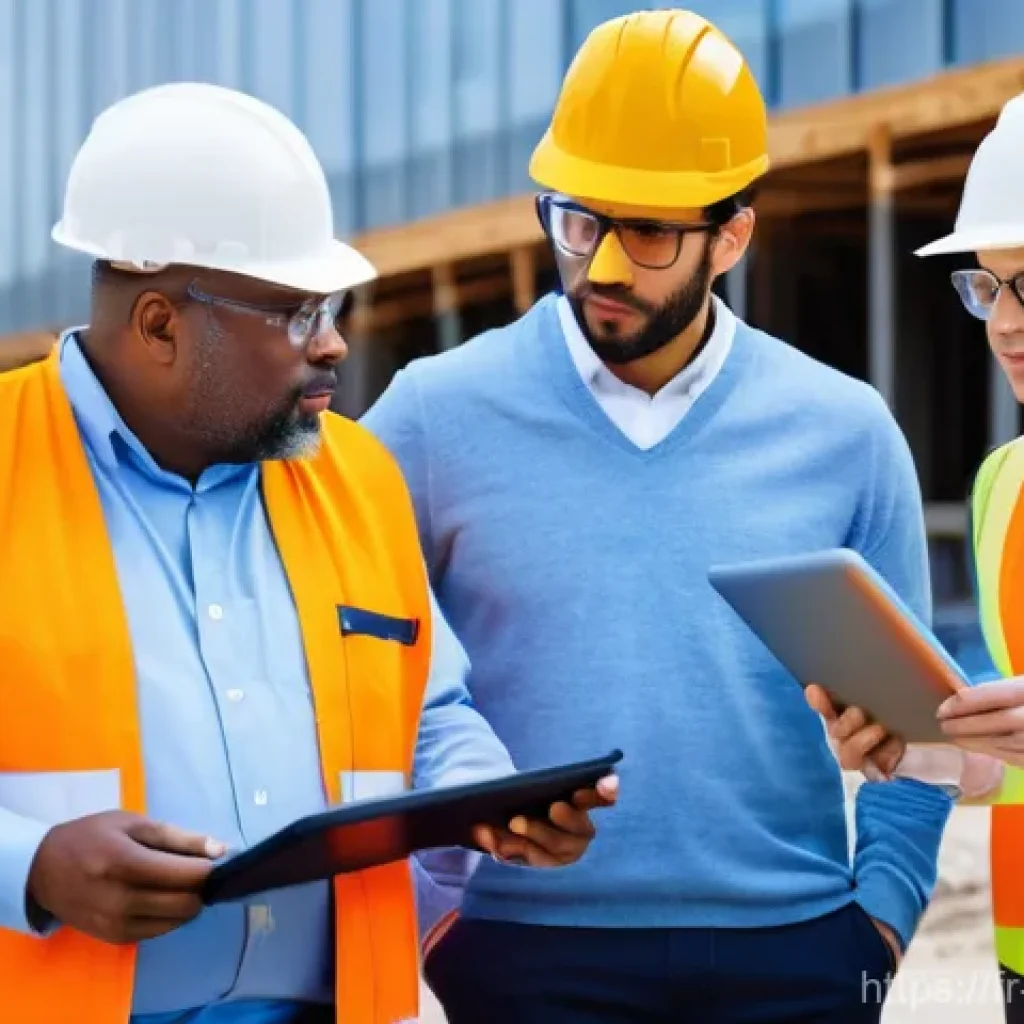 건설안전관리자의 성공적인 리더십 사례 - **Prompt: "Human-Centered Safety Dialogue on a Modern French Construction Site"**
    A vibrant and ...