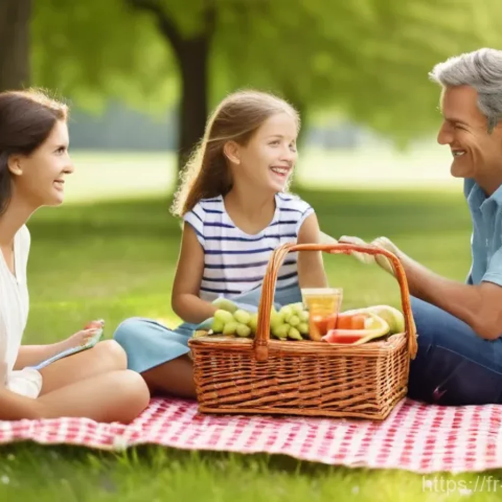 건설안전기사 수험생의 학습 플래너 작성법 - **Prompt:** A heartwarming family picnic in a lush, sun-dappled park. A mother, father, and their tw...