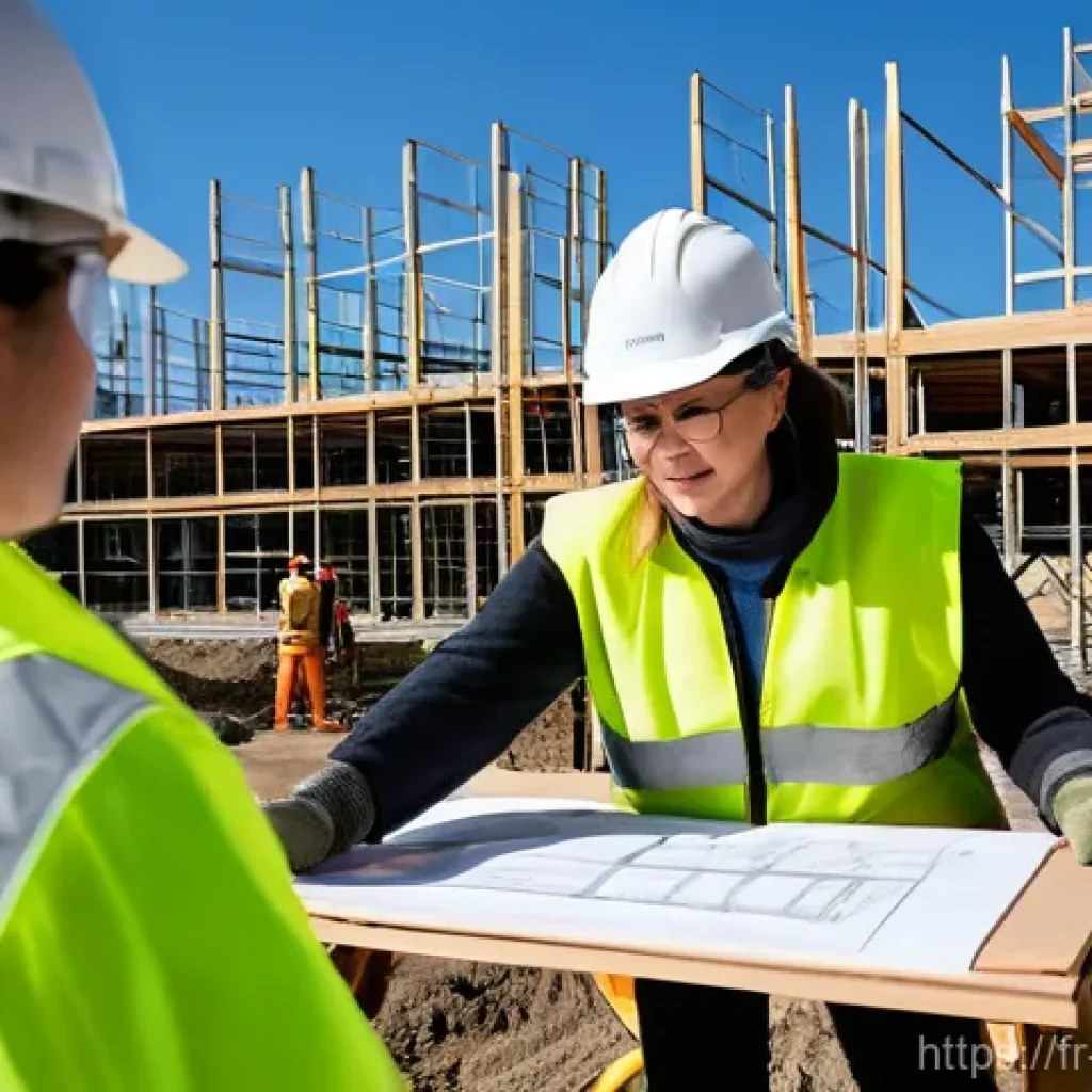 건설안전관리자가 되는 경로 - **Prompt 1: Collaborative Site Safety Briefing on a French Construction Site**
"A vibrant, dayli...