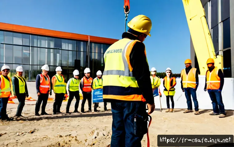 건설안전기사 자격증으로 강의 및 교육 사업 - Photorealistic French construction safety instructor wearing a clean high-visibility vest and hard h...